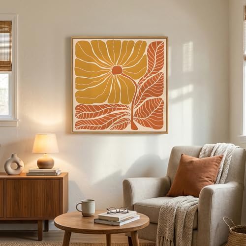 Framed Modern Boho Abstract Floral Wall Art - Image 3