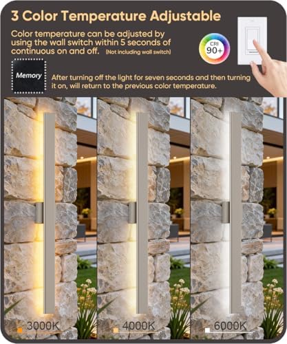 Aipsun 39.4" Nickel LED Outdoor Wall Light, Linear Exterior Lighting Fixture - Image 3