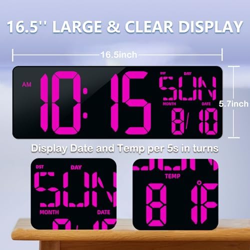 Digital Wall Clock Large Display: 16.5" LED Digital Clock - Image 2