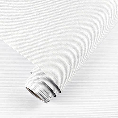 CAX White Grasscloth Peel and Stick Wallpaper Linen Texture Contact Paper by CAXPeelandStickWallpaper