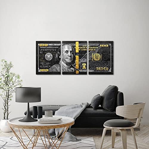 Yatsen Bridge Money Wall Art Black and Gold Pictures Wall Decor 3 Panels 100 - Image 2