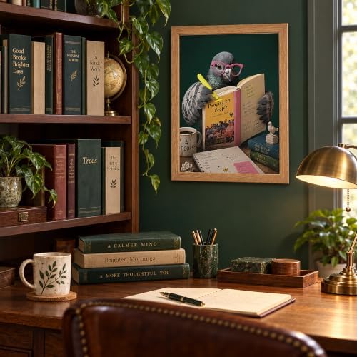 BZRVBQ Funny Bathroom Wall Art, Framed Pigeon Reading a Book About Pooping on - Image 6