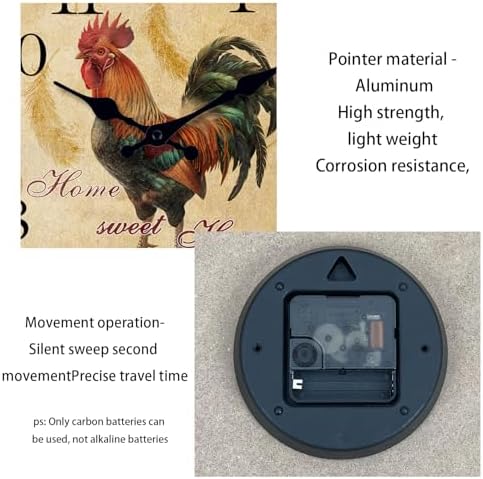 XFM Large Rooster Wall Clock Battery Operated 24 Inch Silent - Image 5