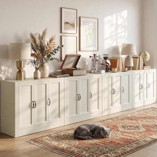 156" Modular Buffet Sideboard Cabinet Set of 4, Extra Long Storage Cabinet - Image 5