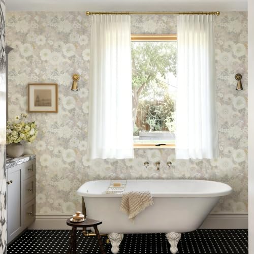 Peel and Stick Wallpaper Floral Beige Contact Paper Vintage Wallpaper Neutral - Image 2