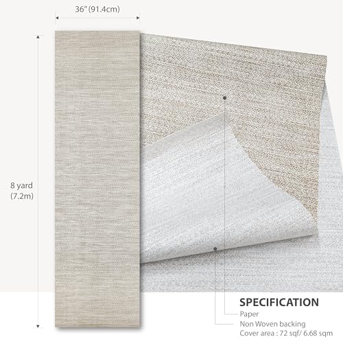 Ansehan Wallcovering W1322 Oxford Collection 36" W x 8 Yard L, Natural Paper - Image 6