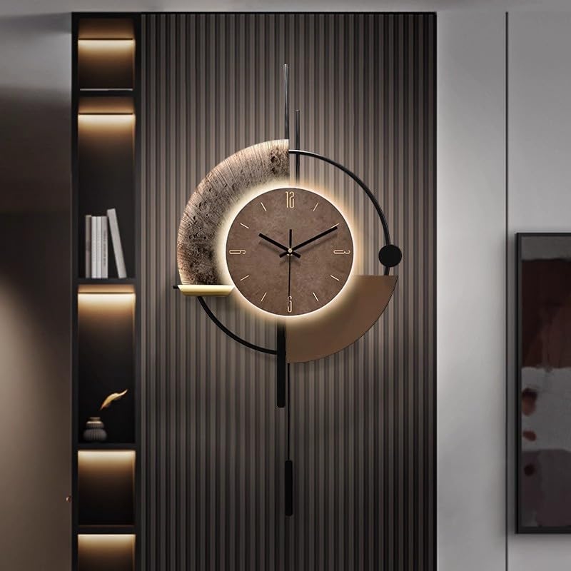 SIN&MI Wall Clock with Light, Decorative Wall Clocks with Pendulum, Silent by SINMI
