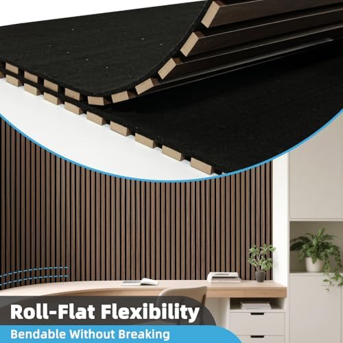Art3d Roll-Flat Design Tile Acoustic Wood Slat Wall Panels - Image 6