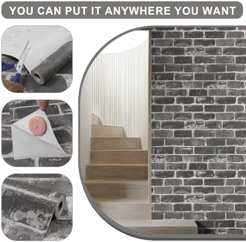 Grey Brick Peel and Stick Wallpaper - Image 3