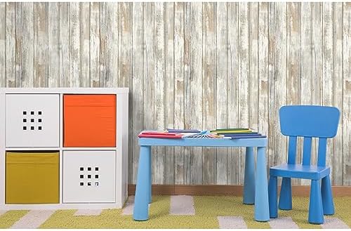 RoomMates White Distressed Wood Peel and Stick Wallpaper - Image 6