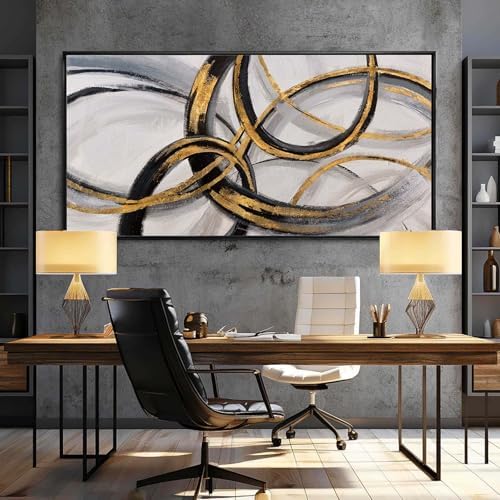 Large Framed Canvas Wall Art Gold Foil Prints Art Abstract Wall Pictures - Image 4