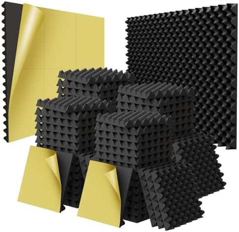 48 Pack 1.5"X12"X12" Acoustic Foam, Self Adhesive Sound Proof Egg Crate Foam by WVOVW