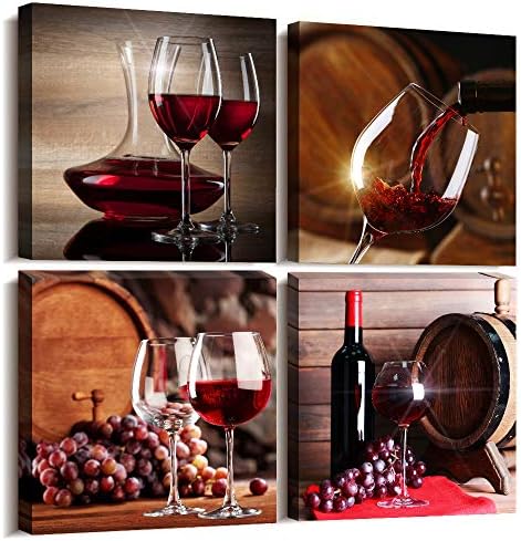 TTHYUEWS Canvas Wall Art For Kitchen Dining Room Wall Decor Wine Glass Wall by TTHYUEWS