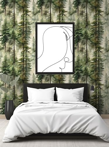 HAOKHOME Forest Peel and Stick Wallpaper Tree Green Mural Woodland Nature - Image 2