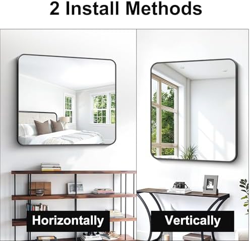 BONEWEI 36x40 inch Bathroom Mirror, Wall Mounted Bathroom Frame Vanity Mirror - Image 4