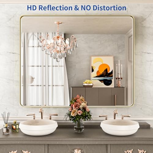 WEER Gold Bathroom Vanity Mirror 40X32 Inch - Image 2