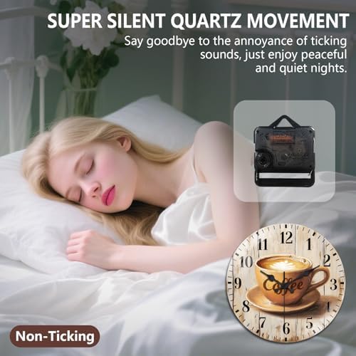 peacoblue Vintage Coffee Wall Clocks Battery Operated - Image 4