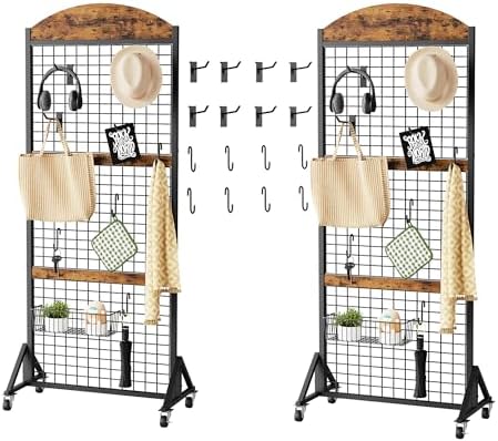 CHOEZON Grid Wall Panel 5.7' x 2' FT Grid Display Rack, 2 Pack Movable Gridwall by Choezon