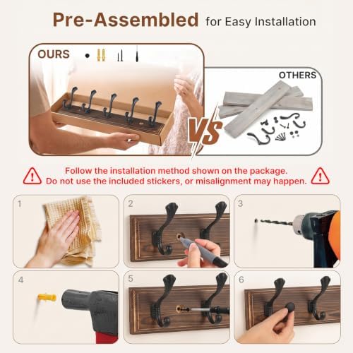 2 Pack Coat Hooks for Wall 16.9 in Wall Mounted Coat Rack - Image 2