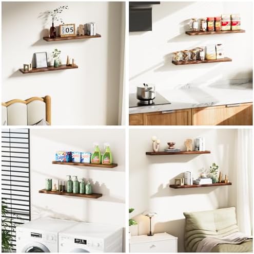 Organic Wavy Edge Floating Shelves, Hidden Brackets, 2 Pack 36 in - Image 7