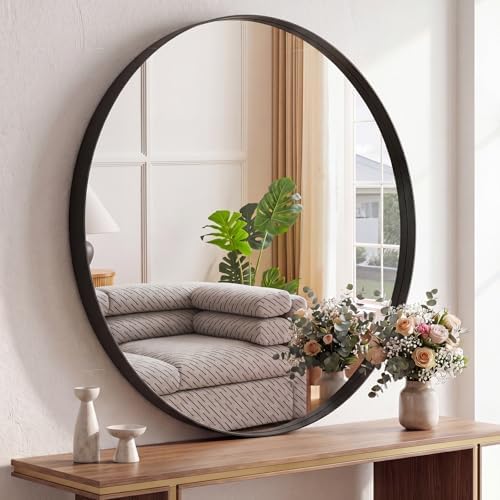 Sweetcrispy Round Bathroom Wall Mirror, Circle Vanity Mirror, 30 Inch by Sweetcrispy