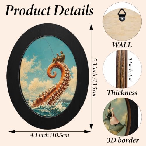 WDXDOWF 3Pcs Funny Whimsical Fishing Oval Wall Art Decor Coastal Home Decor - Image 2