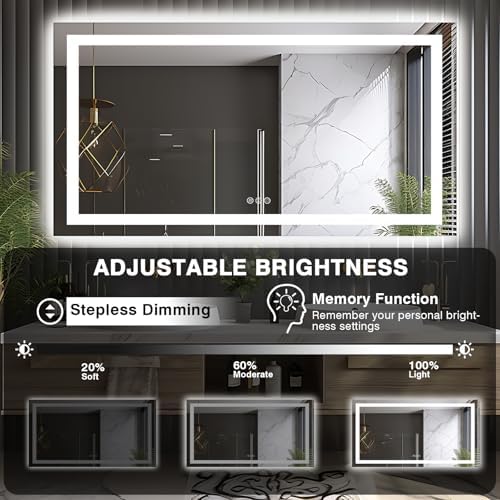 EchosLife 66"x36" LED Lit Bathroom Mirror - Image 6