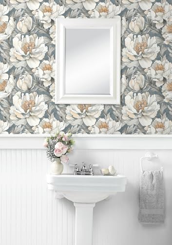 Safiyya Peel and Stick Wallpaper Grey and White Floral Contact Paper Peel and - Image 5