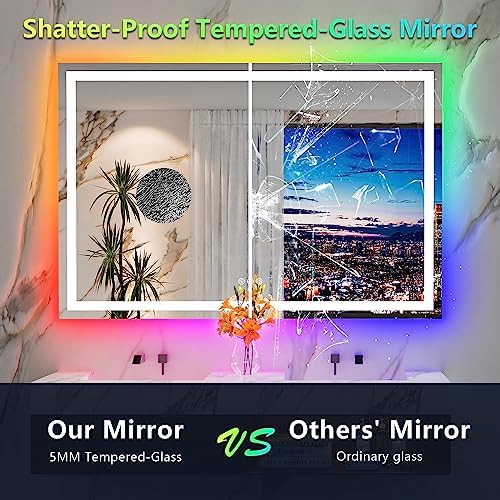 60x40 LED Bathroom Mirror with Lights, RGB Backlit Lighted Mirror - Image 6