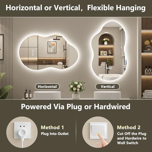 24x36 Asymmetrical LED Mirror for Bathroom Lighted Vanity Mirror - Image 7