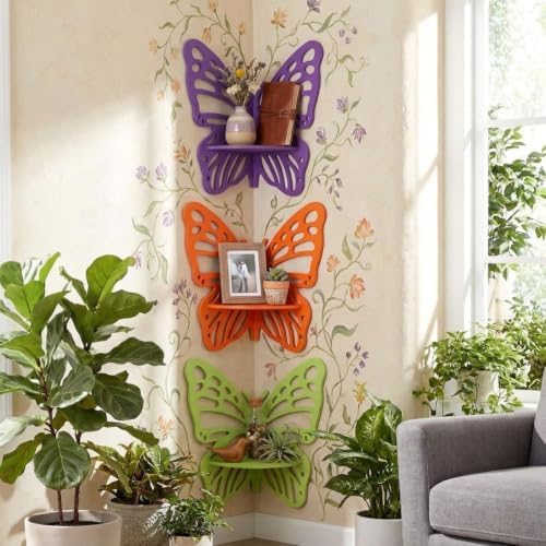 Novabright 3 Pcs Butterfly Floating Corner Shelves Butterfly Wall Mounted - Image 3