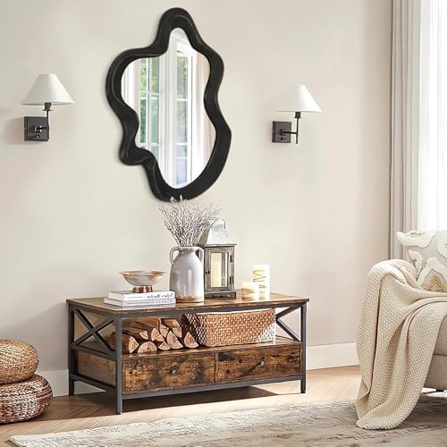 Large Irregular Wavy Mirror Modern Cloud Wall Mirror Asymmetrical Wooden Framed - Image 5