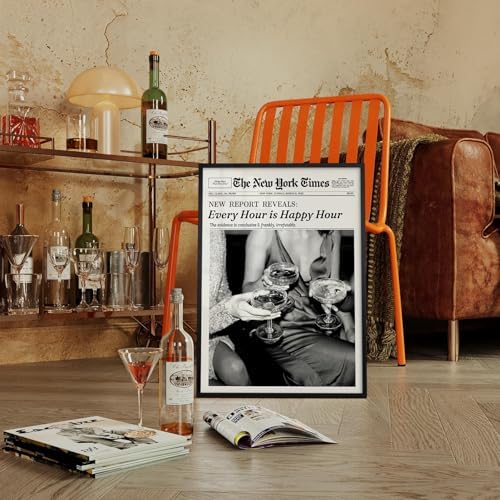 Retro Black and White Newspaper Wall Art 20x30inch Black Framed Every Hour Is - Image 6