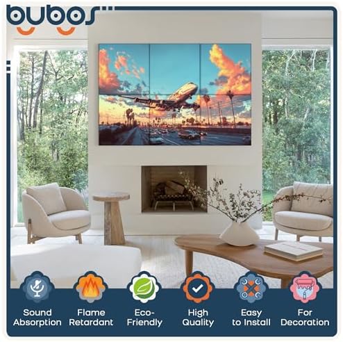 BUBOS 6 Pcs Art Acoustic Wall Panel, 70.8”x47.2”Self Adhesive - Image 3