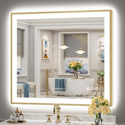 40x36 Gold LED Bathroom Mirror by Awandee