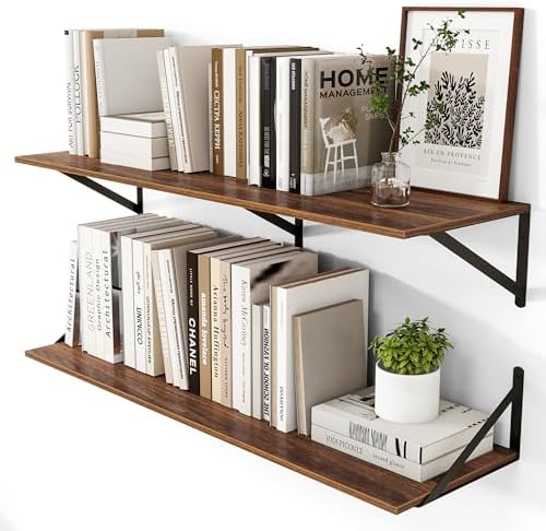 Heimlove 40W x 12D Deep Floating Shelves Set of 2 Walnut by Heimlove