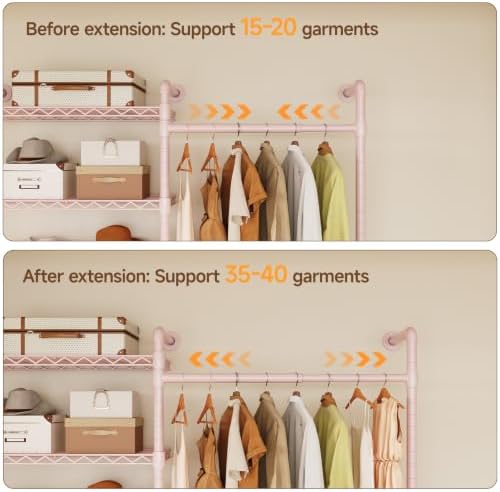 ONBRILL L2 Wall Mounted Closet System, Industrial Pipe Clothing Rack - Image 4