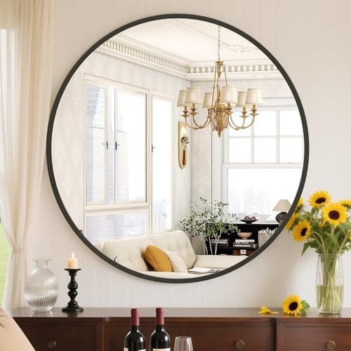Sweetcrispy 30 Inch Round Wall Mirror, Bathroom Mirror by Sweetcrispy