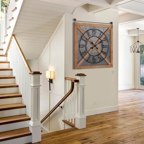 Oakrain Rustic Large Wall Clock, Classic Vintage Hanging Clock, Silent - Image 6