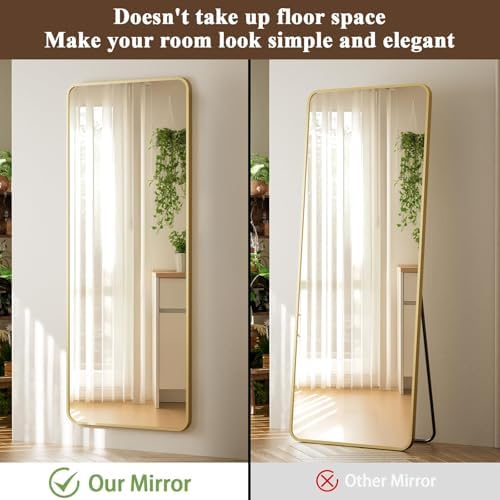 VooBang 14"x48" Full Length Over The Door Mirror, Full Body Wall Mirror - Image 5