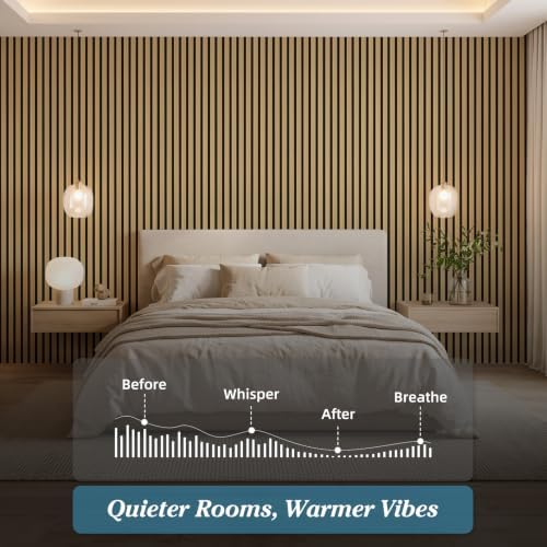 Art3d 94 x 12.6 Inch Acoustic Wood Slat Wall Panel, Natural Oak - Image 5