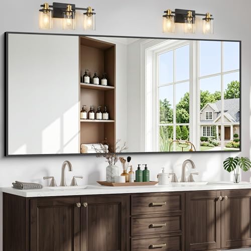72x36 inch Large Black Bathroom Mirror, Rectangle Mirror by Unknown