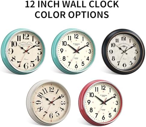 Wall Clock Metal 12.4" Countryside Style Wall Clocks Retro Vintage Classical - Image 3