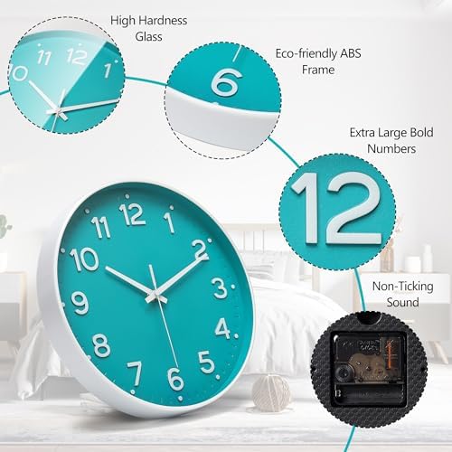 MEIRED Wall Clock 12 Inch Silent Non Ticking Battery Operated Round Wall Clock - Image 5