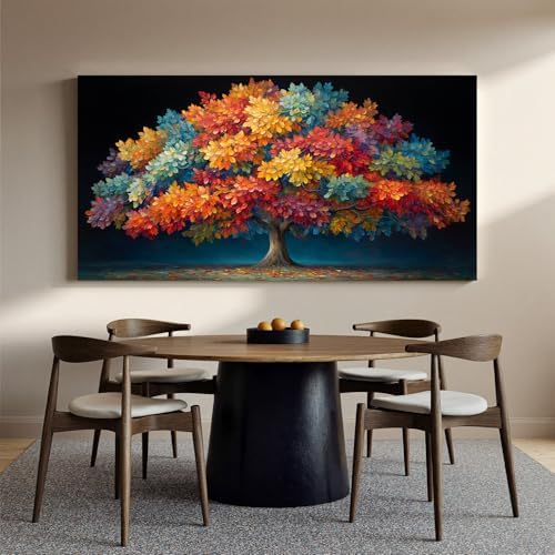 YISXINOAG Colorful Tree of Life Wall Art Modern Landscape Painting 29"X58" - Image 3