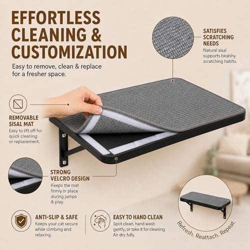 Cat Wall Shelves Set of 2, Wall-Mounted Space-Saving Climbing Bed, Lounging - Image 3