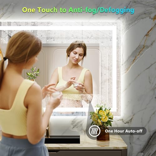 44x32 LED Bathroom Mirror with Lights, RGB Backlit Lighted Mirror - Image 5