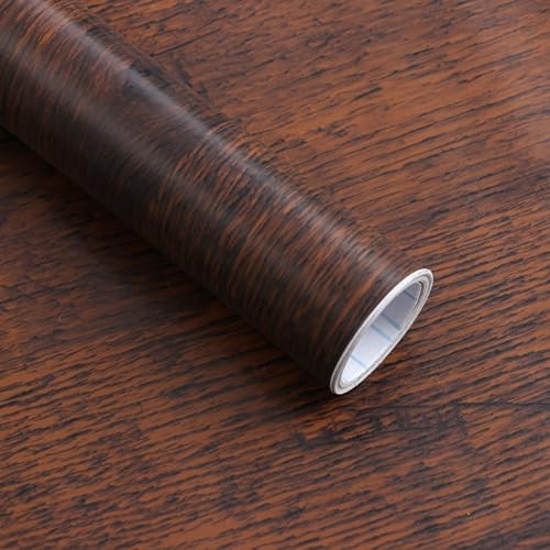 Dimoon 236"x17.7"Peel and Stick Wood Wallpaper Red Brown Wood Paper Red Dark by DIYYOURMOON