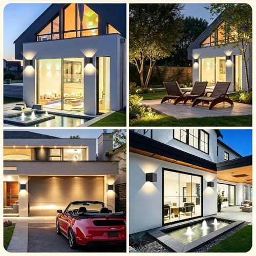 Mille Lucciole 12W 4Pack Outdoor Wall Lights Exterior/Interior, LED Black - Image 2