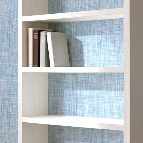 Blue Grasscloth Wallpaper A Set of 17.3"x 472" Peel and Stick Wallpaper - Image 5